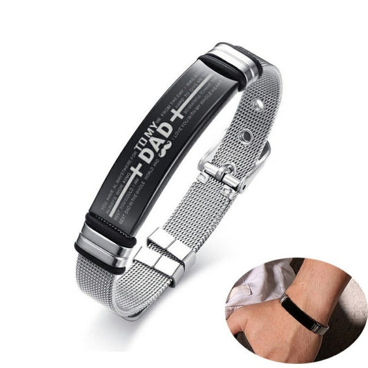Personalized Dad ID Bracelet – Adjustable with Free Engraving