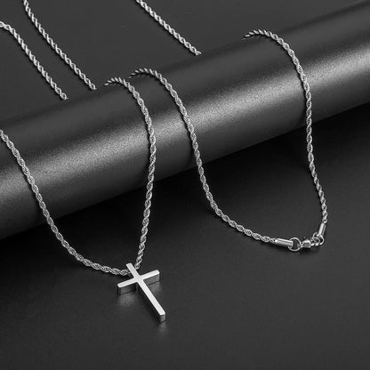 Cross Necklace for Men,Stainless Steel Black Silver Gold Cross Pendant Necklace for Men Cross Chain for Men 16-24 Inches Rope Chain