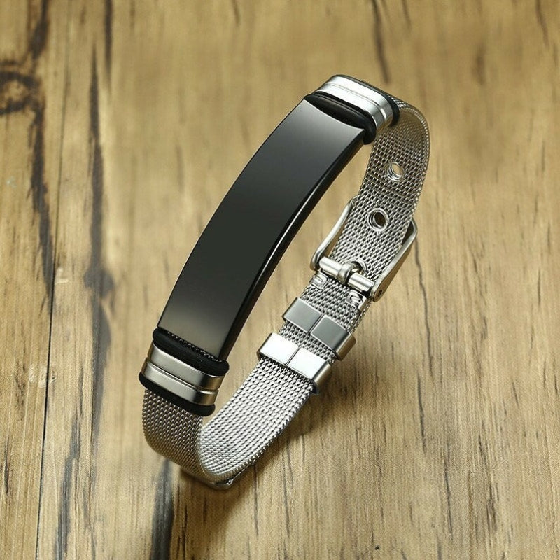 Personalized Dad ID Bracelet – Adjustable with Free Engraving