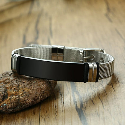 Personalized Dad ID Bracelet – Adjustable with Free Engraving