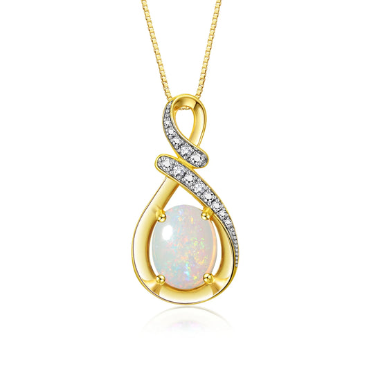 Necklaces for Women Yellow Gold Plated Silver Designer Necklace Gemstone & Genuine Diamonds Pendant 18" Chain 9X7MM BLUE Sapphire Birthstone Womens Jewelry Silver Necklace for Women