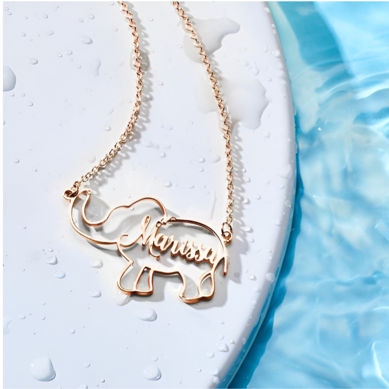 Personalized Elephant Name Necklace – Custom Jewelry for Women