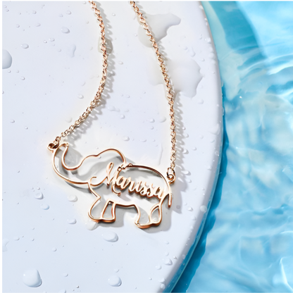 Personalized Elephant Name Necklace – Custom Jewelry for Women