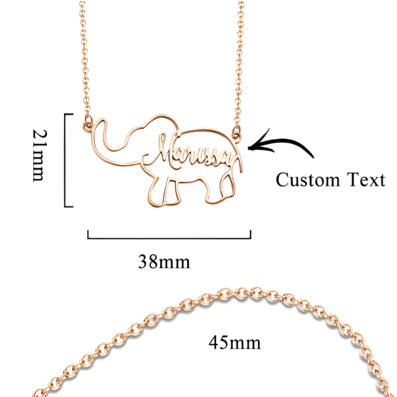 Personalized Elephant Name Necklace – Custom Jewelry for Women