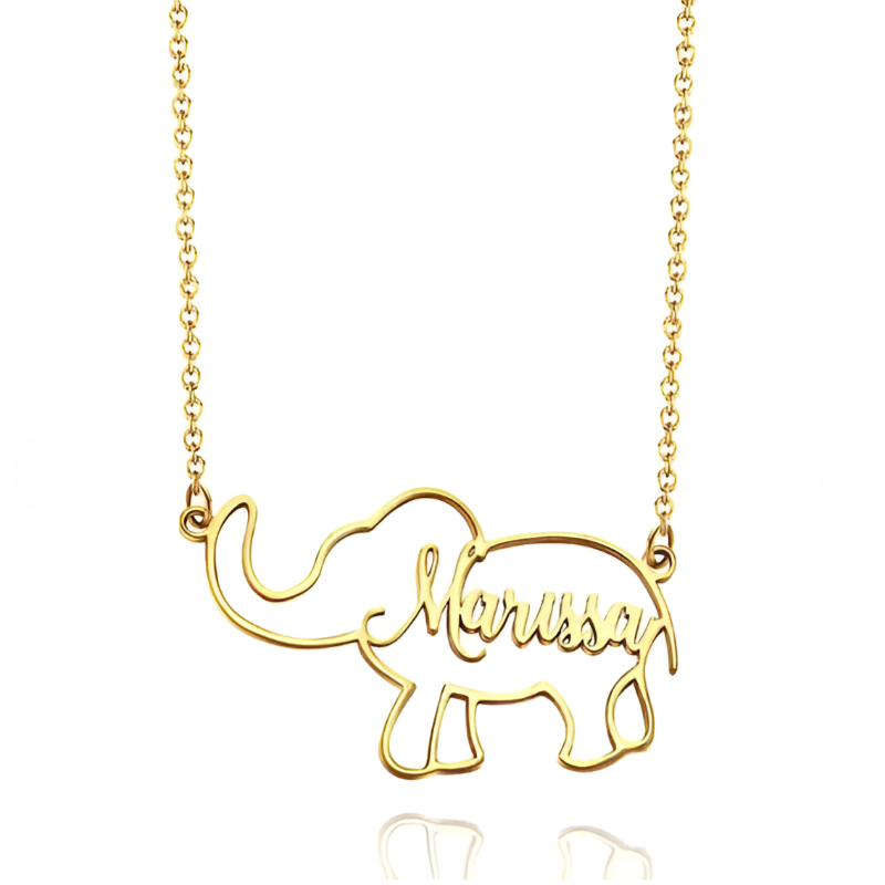 Personalized Elephant Name Necklace – Custom Jewelry for Women