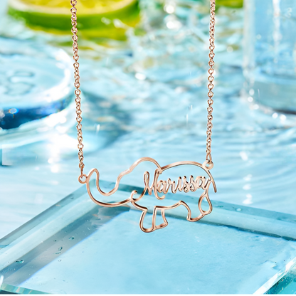 Personalized Elephant Name Necklace – Custom Jewelry for Women