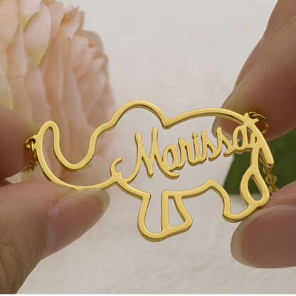 Personalized Elephant Name Necklace – Custom Jewelry for Women