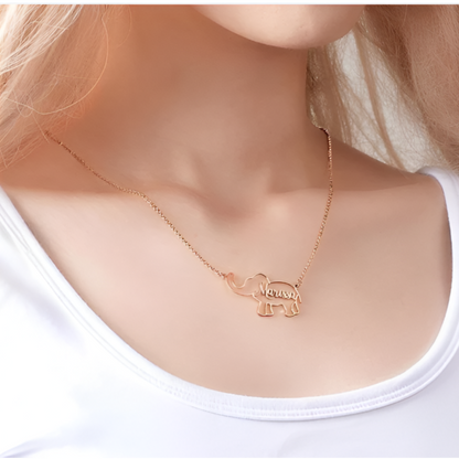 Personalized Elephant Name Necklace – Custom Jewelry for Women